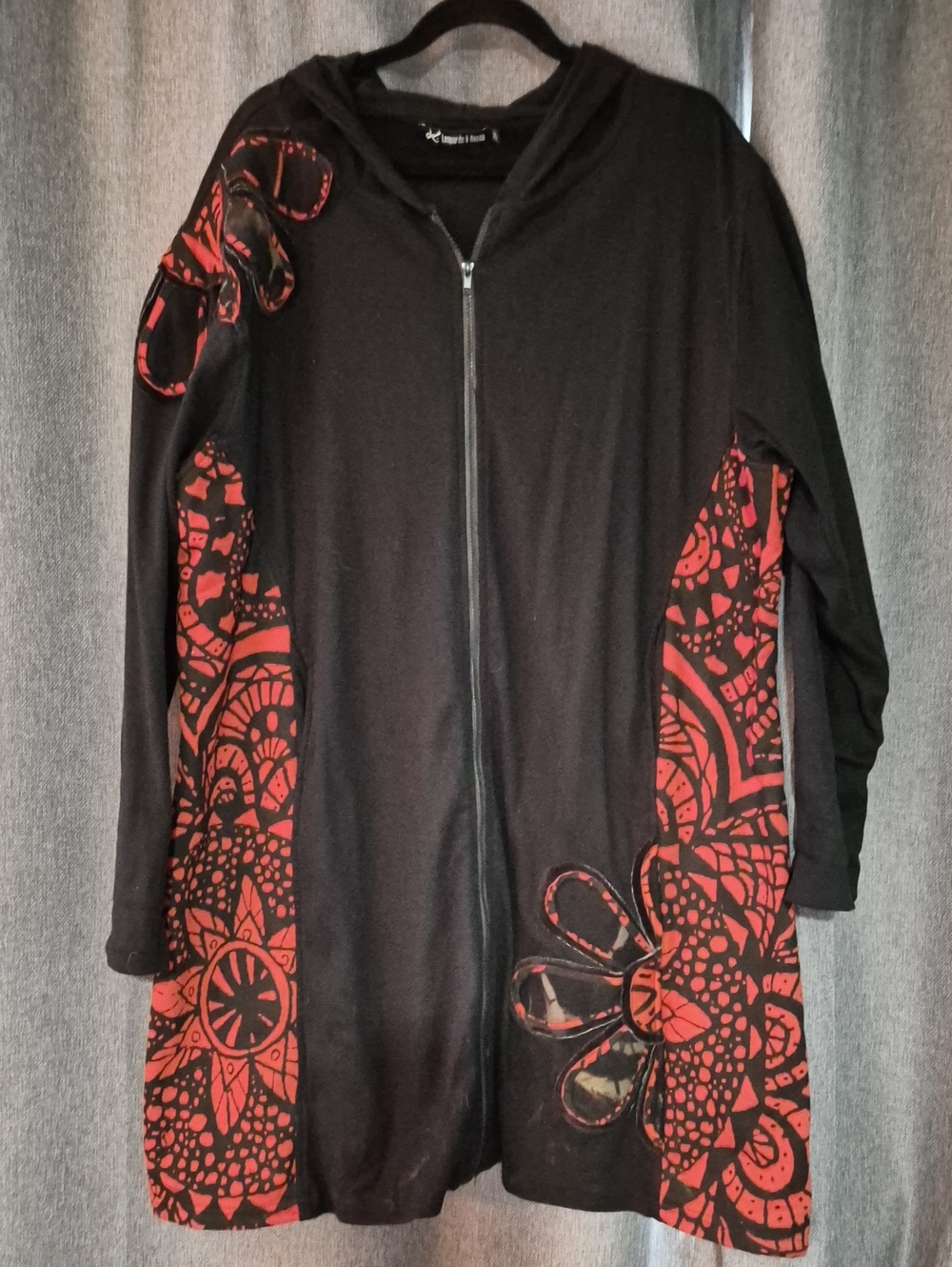 Leopards And Roses Black & Orange Floral Zip Hoodie